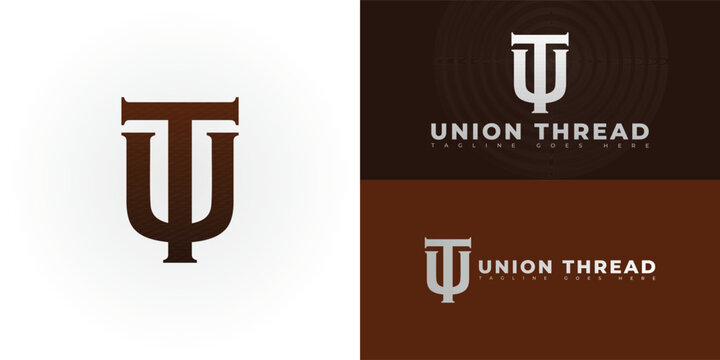 Abstract initial letter UT or TU in brown color isolated on multiple background colors. The logo is suitable for clothing brand logo design inspiration templates.
