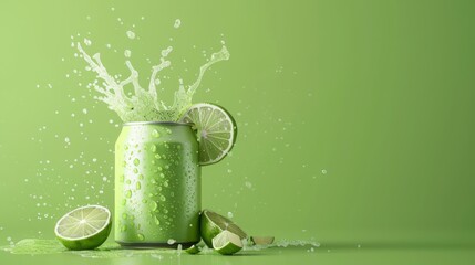 Lime can metal Projects, fresh drink can isolated, packaging mockup, branding product