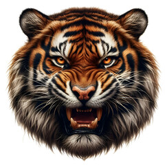 cutout tiger , riger head isolated on transparent background