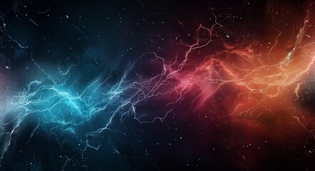 Vibrant Abstract Lightning Bolts in Multicolored Space Background