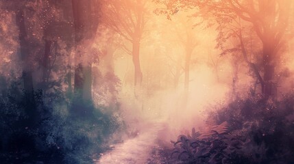 Fototapeta premium Mystical Sunrise Forest Path