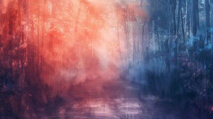 Naklejka premium Mystical Sunrise Forest Path