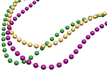 Mardi Gras beads over a transparent background. 3D render. © Kevin