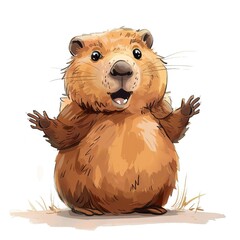 Beaver Awe emotion fantasy animal cartoon isolated whitebackground