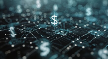 Obraz premium Abstract Financial Data Visualization With Digital Currency Symbols