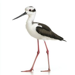 Obraz premium Black-winged stilt standing against a white background in a natural pose