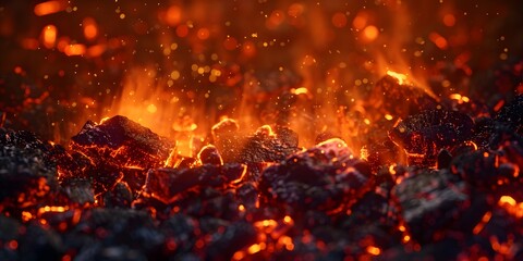 Warm Fire Embers with Glowing Highlights