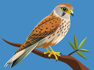 Kestrel femelle se percher.
