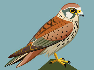 Obraz premium Female Kestrel Perched Gracefully, Serene Natural Setting, Detailed Wildlife Photography.