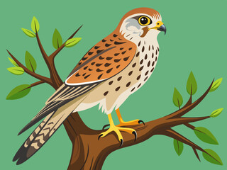 Kestrel femelle se percher.