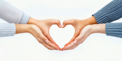 Obraz premium Hands forming a heart shape against a light background to symbolize love and connection