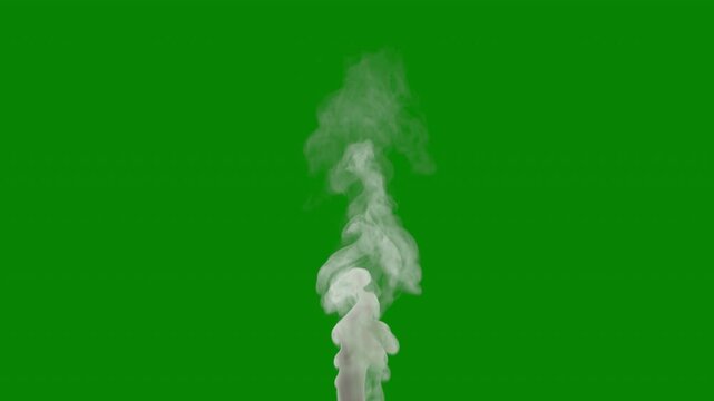 Seamless looping video of rising smoke or steam at 4K 24p resolution. Green screen for transparent background