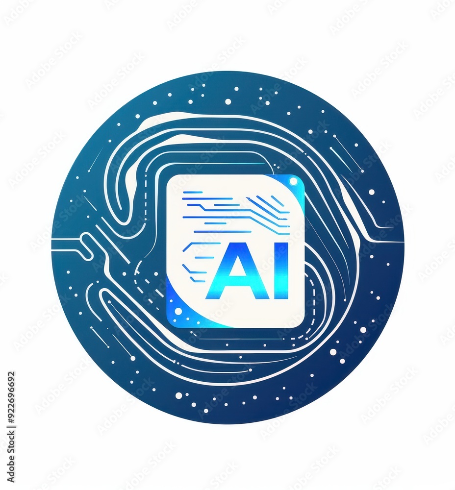 Aufkleber abstract representation of ai technology within a futuristic digital sphere.