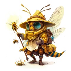 Bee Summoner Occupation fantasy animal cartoon isolated whitebackground