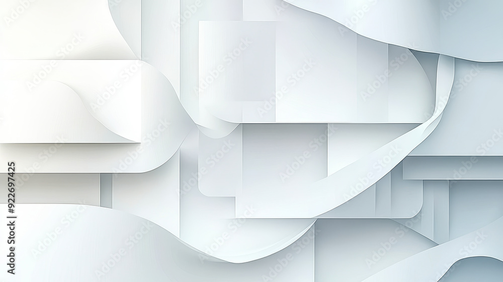 Poster sophisticated modern abstract background with layered white geometric shapes and subtle shadows for 
