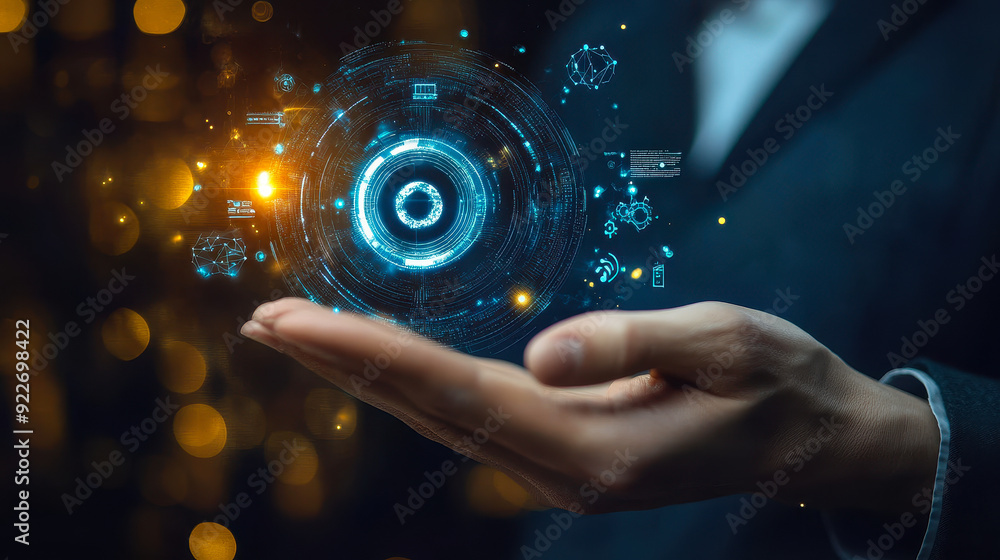 Poster iso standards quality control assurance technology concept with iso and globe icons on smart screen 