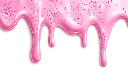 Pink paint dripping on a white background. 3d rendering, 3d illustration.