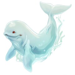 Beluga Whale ghost fantasy animal cartoon isolated whitebackground