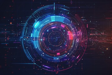 A futuristic digital design featuring a circular shape
