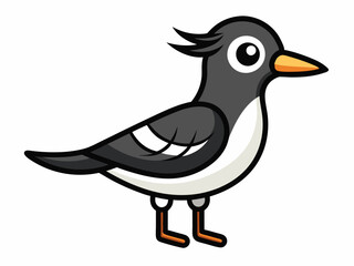 Dessin animé pie noir et blanc dans un style plat. Image pour livre éducatif pour enfants et encyclopédie ornithologique. Oiseau européen commun. Icône simple. Mignon oiseau coloré. Élément de concept