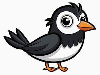 Dessin animé pie noir et blanc dans un style plat. Image pour livre éducatif pour enfants et encyclopédie ornithologique. Oiseau européen commun. Icône simple. Mignon oiseau coloré. Élément de concept