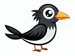 Dessin animé pie noir et blanc dans un style plat. Image pour livre éducatif pour enfants et encyclopédie ornithologique. Oiseau européen commun. Icône simple. Mignon oiseau coloré. Élément de concept