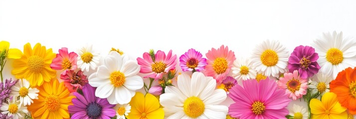 A stunning and vibrant arrangement of flowers, featuring beautiful daisies and unique chrysanthemums, ideal for bringing a springthemed aesthetic to designs, backgrounds, and floral compositions