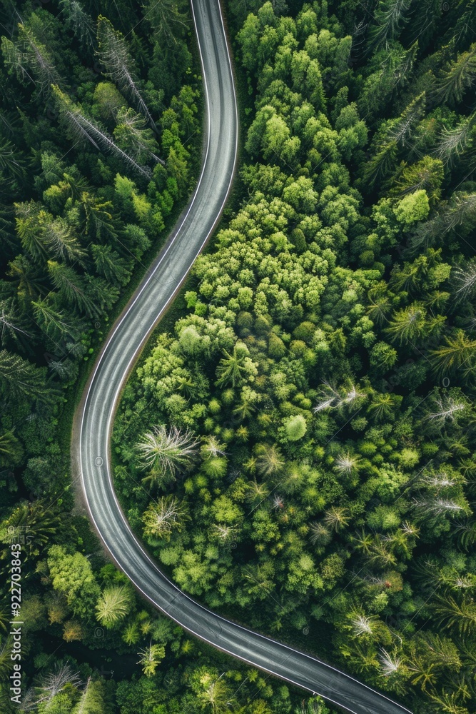 Poster a narrow path winds through dense forest trees