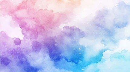 A colorful, dreamy watercolor representation of a sky with blending hues of pink, purple, and blue.