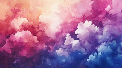 Fototapeta premium Vibrant abstract image featuring a blend of cloud-like forms in shades of pink, purple, blue, and orange.