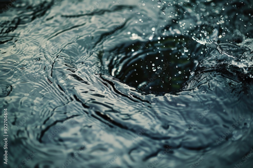 Poster close-up shot of calm water surface with ripples and reflections
