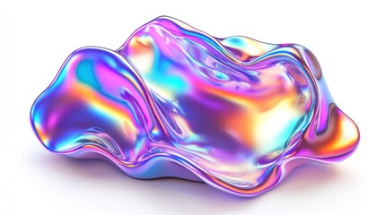 Naklejka premium Abstract iridescent liquid blob on a white background