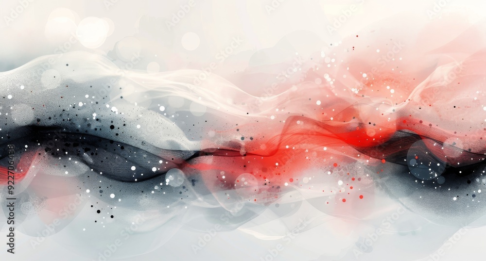 Poster abstract colorful art: vibrant splashes and lines on white background