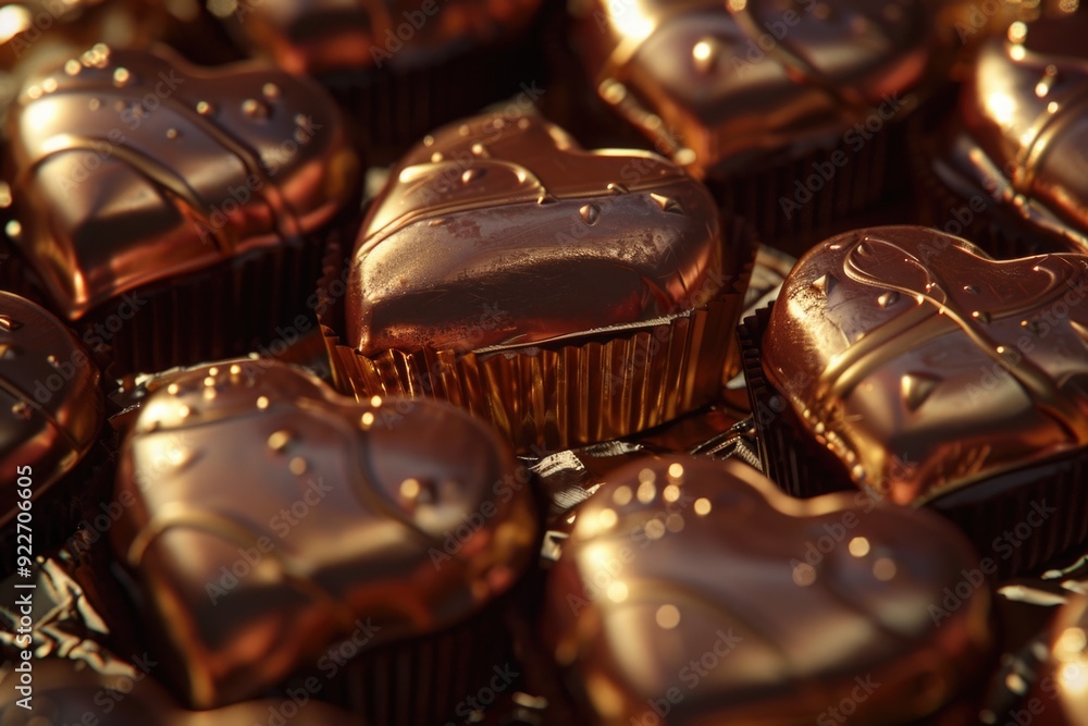 Poster a close-up view of various chocolates