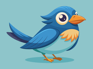 Personnage de dessin animé vectoriel dessiné à la main d’oiseau chanteur sur fond isolé. Happy Songbird pour la décoration, l’impression, la carte, le papier, le flyer, le signe, le textile, le design