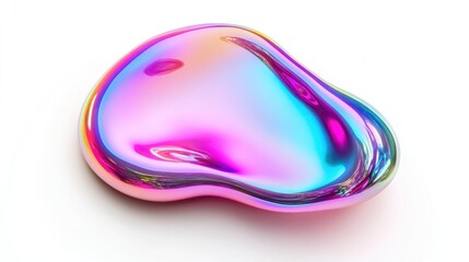 Abstract iridescent glossy blob isolated on white background