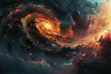 Fiery Nebula Swirls in the Depths of Space