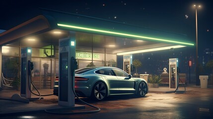A photo of a solar-powered electric vehicle charging station