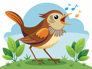 Un petit rossignol chantant une chanson 