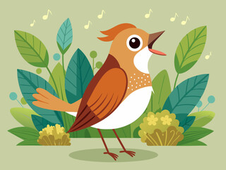 Un petit rossignol chantant une chanson 