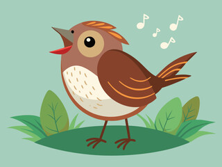 Obraz premium Charming Nightingale Singing a Melodious Tune, Nature Scene, Serene Atmosphere, Artistic Illustration.
