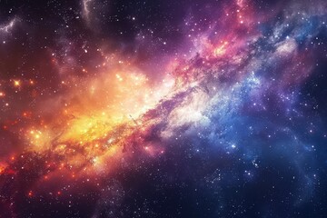 Fototapeta premium Colorful and vivid space nebula with bright stars and glowing gas clouds