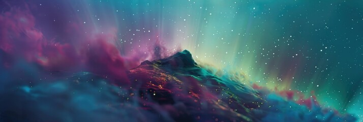 Bokeh image capturing the essence of meditation with a captivating night sky illuminated by the vibrant colors of the aurora borealis, enchanting all who witness it.