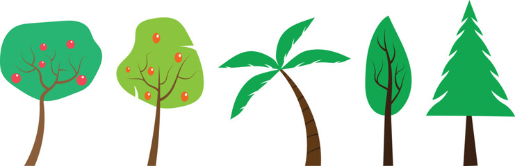 Cartoon Trees, hand drawn illustrations.