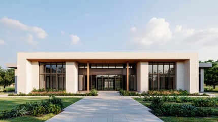 Fototapeta premium A concept for a zero-energy building, with integrated renewable energy systems and sustainable materials