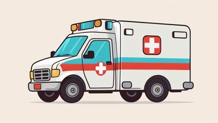 simple flat of cute ambulance illustration