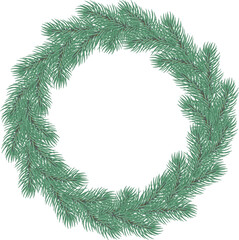 garland of pine treesand poissentia. Green lush spruce. Fir. illustration Design elements for greating and sale card, on transparent, png