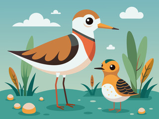 Oiseau Phalarope Turnstone Fond d’écran sans couture mignon