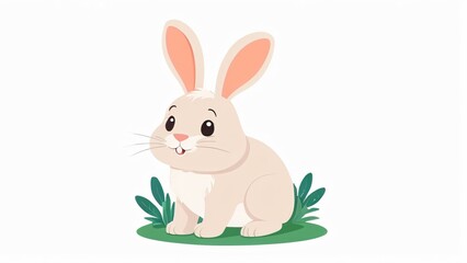 Obraz premium simple flat of cute rabbit easter illustration