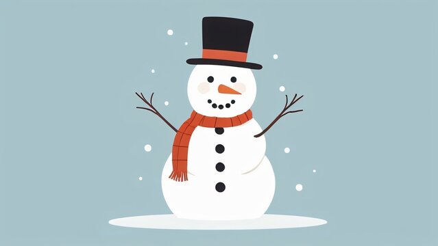 recommend clip art: simple flat of cute snowman at christmas illustration
